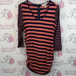 Jessica Simpson maternity long sleeve orange and Navy Striped Long Sleeve Top